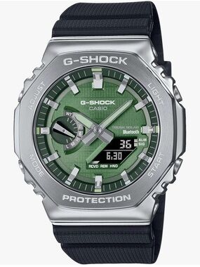 Casio G-Shock Silver Case with Green Dial and Black Strap